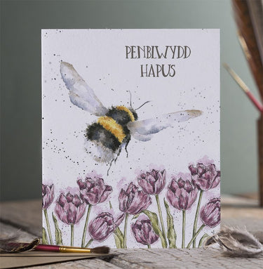 Wrendale Designs 'Penblwydd Hapus' Gwenynen Cerdyn (Welsh)| Online For Equine