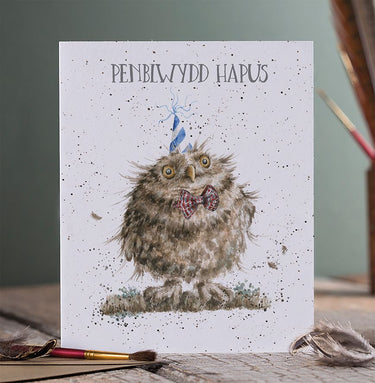 Wrendale Designs 'Penblwydd Hapus' Tylluan Cerdyn (Welsh)| Online For Equine