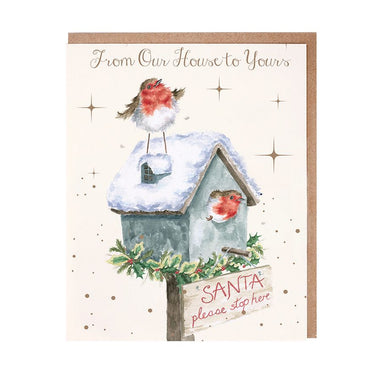 Wrendale Designs 'Please Stop Here' Robin Christmas Card Pack| Online For Equine