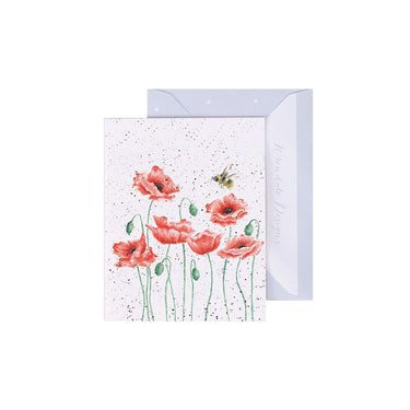 Wrendale Designs 'Poppies And Bee' Bee Mini Card| Online For Equine