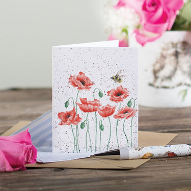 Wrendale Designs 'Poppies And Bee' Bee Mini Card| Online For Equine