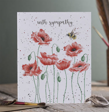 Wrendale Designs 'Poppies And Bee' Bee Sympathy Card| Online For Equine