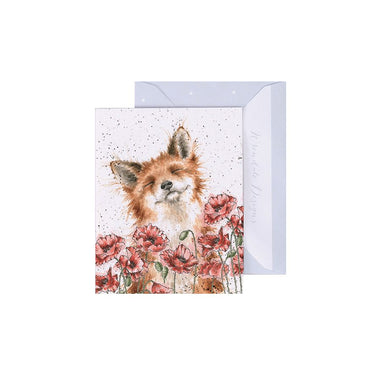 Wrendale Designs 'Poppy Field' Fox Mini Card| Online For Equine