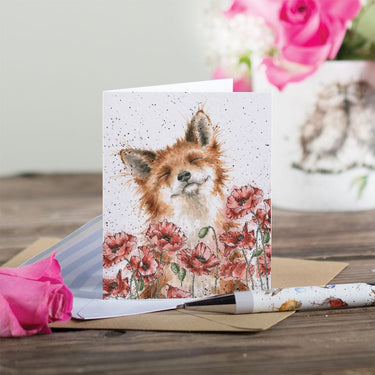 Wrendale Designs 'Poppy Field' Fox Mini Card| Online For Equine