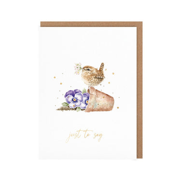 Wrendale Designs 'Pottering About' Wren Just To Say Little Sentiment Caard| Online For Equine
