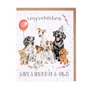 Wrendale Designs 'Round Of A-Paws' Dog Congratulations Card| Online For Equine