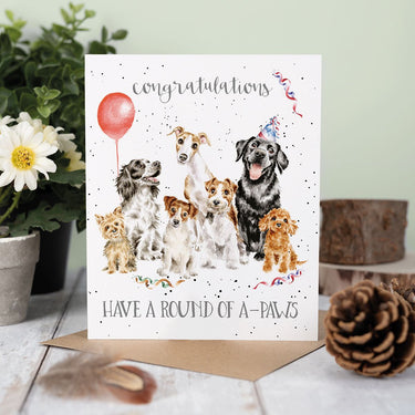Wrendale Designs 'Round Of A-Paws' Dog Congratulations Card| Online For Equine