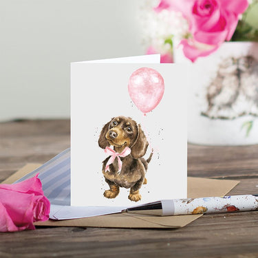 Wrendale Designs 'Sausage Dog Pink' Dachshund Mini Card| Online For Equine