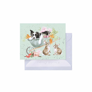 Wrendale Designs 'Sleeping On The Job' Border Collie And Rabbit Mini Card| Online For Equine