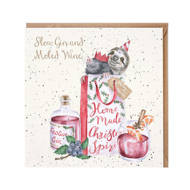 Wrendale Designs 'Slow Gin And Moled Wine' Sloth & Mole Christmas Card| Online For Equine