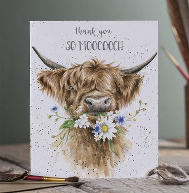 Wrendale Designs 'So Moooch!' Highland Cow Thank You Card| Online For Equine