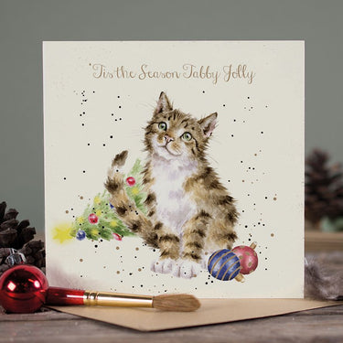 Wrendale Designs 'Tabby Jolly' Cat Christmas Card| Online For Equine