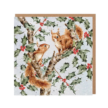 Wrendale Designs 'Under The Holly Boughs' Squirrel Christmas Card| Online For Equine