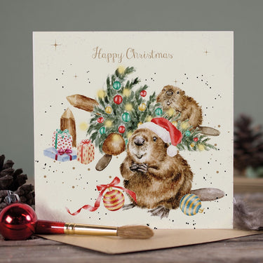 Wrendale Designs 'Underneath The Christmas Tree' Beaver Christmas Card| Online For Equine