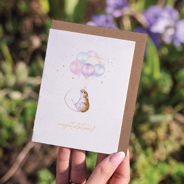 Wrendale Designs 'Up, Up And Away' Mouse Congratulations Little Sentiment Card| Online For Equine