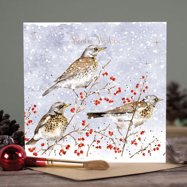 Wrendale Designs 'Winter Visitors' Fieldfares Christmas Card| Online For Equine