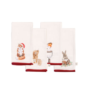 Wrendale Designs 'Winter Wonderland' Christmas Animal Set Of Four Fabric Napkins| Online For Equine