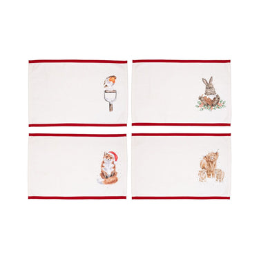 Wrendale Designs 'Winter Wonderland' Christmas Animal Set Of Four Fabric Placemats| Online For Equine