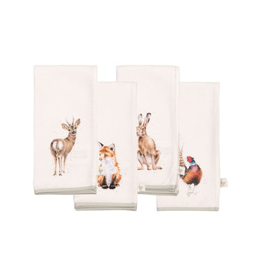 Wrendale Designs 'Woodlanders' Set Of Four Woodland Animal Fabric Napkins| Online For Equine