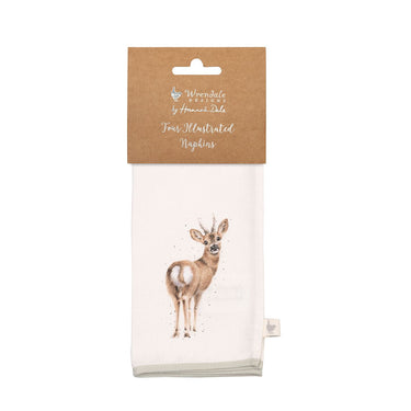 Wrendale Designs 'Woodlanders' Set Of Four Woodland Animal Fabric Napkins| Online For Equine