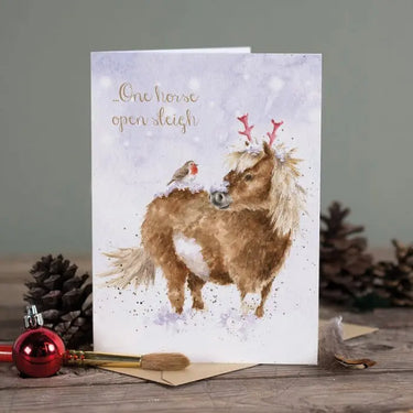Buy Wrendale "One Horse Open Sleigh" Christmas Card| Online for Equine