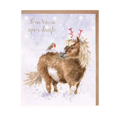 Buy Wrendale "One Horse Open Sleigh" Christmas Card| Online for Equine