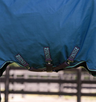 Horseware Ireland Rhino Turnout Rug 100G Navy / Grey & Aqua &Grey