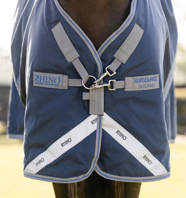 Horseware Ireland Rhino Turnout Rug 100G Navy / Titanium Grey & Classic Blue