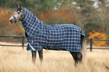 Horseware Ireland Rhino Plus Turnout Rug 250G Vl Navy Check / Teal