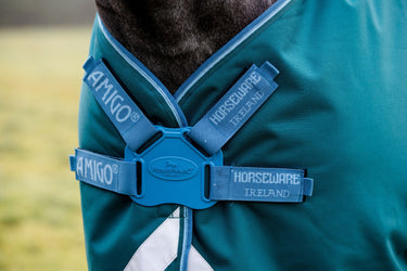 Buy Horseware Ireland Amigo Bravo 12 Plus Lite 100g Detachable Neck Turnout Rug Storm Green (Disc Front) | Online for Equine