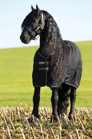 Horseware Ireland Rambo Stable Rug 200G Black / Thunderstorm Grey & Silver