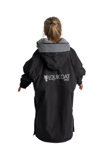 Buy Equicoat Pro Kids Black Waterproof Dry Robe | Online for Equine
