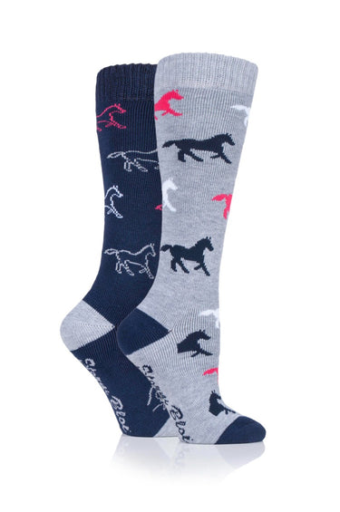 Storm Bloc Navy/Grey Kids Midweight Knee High Socks