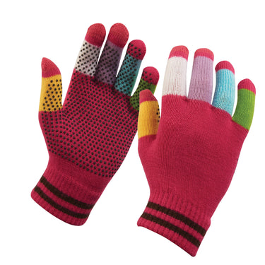 Dublin Pink Multi Childs Magic Pimple Grip Riding Gloves