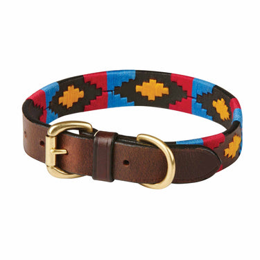 Buy Weatherbeeta Polo Leather Cowdray Brown/Pink/Blue/Yellow Dog Collar | Online for Equine