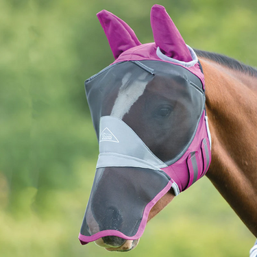 Shires Deluxe Fly Mask With Ears & Nose-Pony-Burgundy