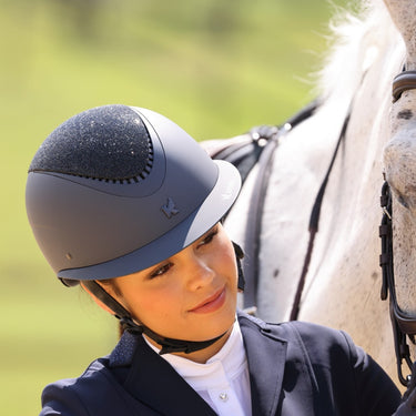 Buy Karben Navy Lia Ellipse Wide Peak Crystal Adjustable Riding Hat | Online for Equine