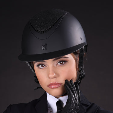 Buy Karben Black Lia Ellipse Wide Peak Crystal Adjustable Riding Hat | Online for Equine