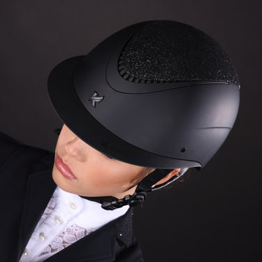 Buy Karben Black Lia Ellipse Wide Peak Crystal Adjustable Riding Hat | Online for Equine