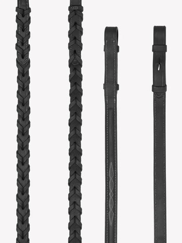 LeMieux Hunter Laced Reins with Stitching Black/Silver