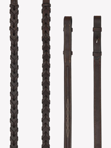 LeMieux Hunter Laced Reins with Stitching Havana/Silver
