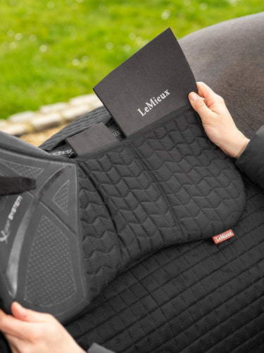Buy the LeMieux Black ProSorb Plain 3 Pocket Quilted Half Pad | Online for Equine