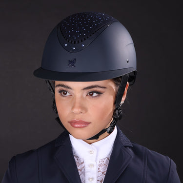 Buy Karben Navy Viola Ellipse Wide Peak Rhinestone Adjustable Riding Hat | Online for Equine