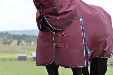 Weatherbeeta Comfitec Essential Turnout Detach-A-Neck 50G Burgundy/ Navy