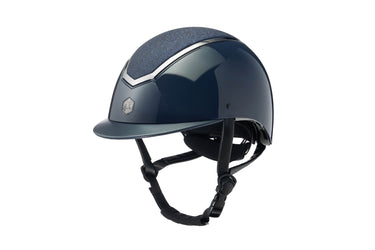 Buy Charles Owen EQX Kylo Navy Gloss & Pewter Sparkly Adjustable Riding Hat | Online for Equine