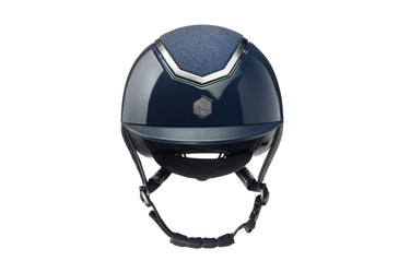 Buy Charles Owen EQX Kylo Navy Gloss & Pewter Sparkly Adjustable Riding Hat | Online for Equine