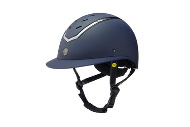 Buy Charles Owen EQX Kylo Navy Matte & Pewter Gloss Wide Peak MIPS Adjustable Riding Hat | Online for Equine