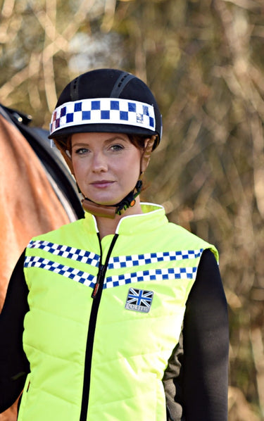 Buy Equisafety Polite Reflective Hatband-Blue Check| Online for Equine