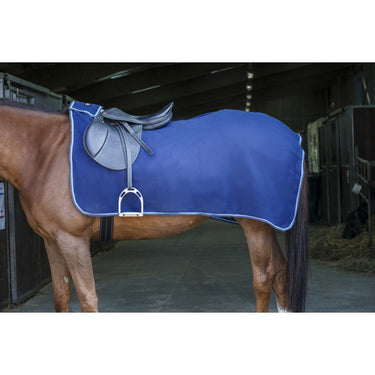 Riding World Fleece Exercise Sheet-Navy / Sky Blue-150cm (To fit approx 6'6)