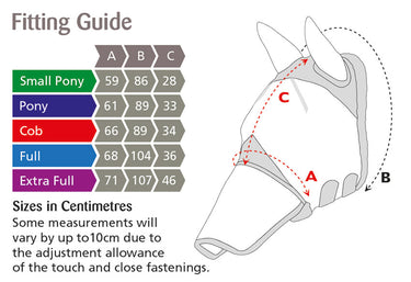 Buy Shires Fly Guard Pro Fine Mesh Earless Fly Mask Size Guide | Online for Equine